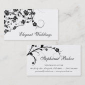 Elegant Floral Visitekaartje zwart-wit (Voorkant / Achterkant)