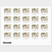 Elegant Floral  Vogelroze rozen Vierkante Sticker (Vel)