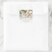 Elegant Floral  Vogelroze rozen Vierkante Sticker (Tas)