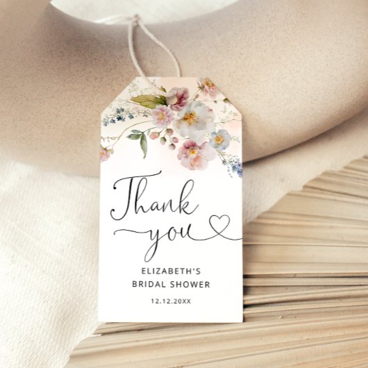 Elegant Floral Vrijgezellenfeest Dank u wel voor d Cadeaulabel