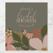 Elegant Floral Vrijgezellenfeest Gift Label Wijn Etiket (Enkel label)