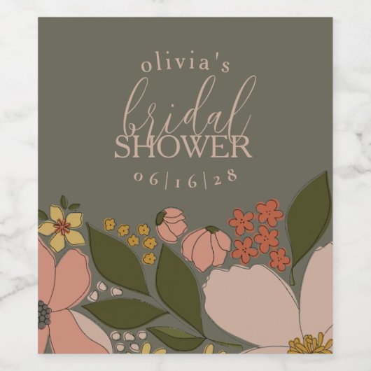 Elegant Floral Vrijgezellenfeest Gift Label Wijn Etiket (Enkel label)