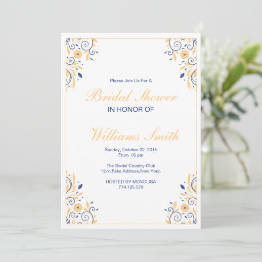 Elegant Floral Vrijgezellenfeest Invitaton Card Kaart (Staand voorkant)