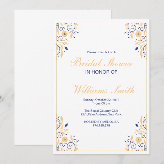 Elegant Floral Vrijgezellenfeest Invitaton Card Kaart (Voorkant / Achterkant)