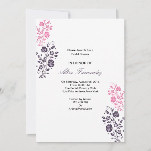 Elegant Floral Vrijgezellenfeest Invitaton Card Kaart (Voorkant)