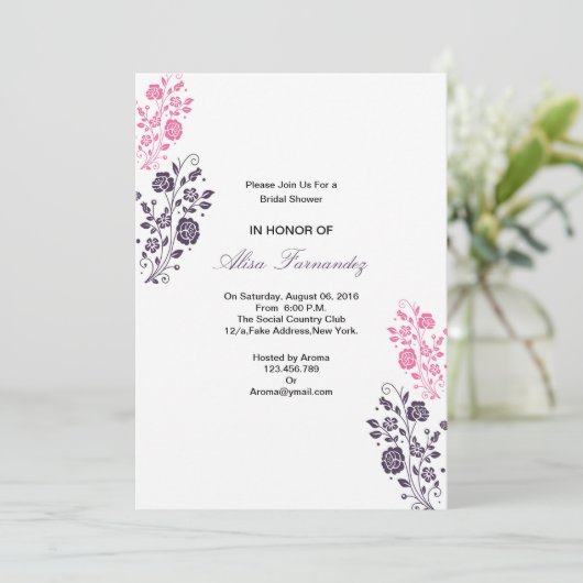 Elegant Floral Vrijgezellenfeest Invitaton Card Kaart (Staand voorkant)