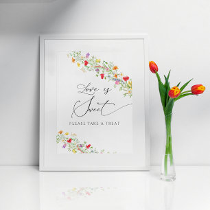 Elegant floral vrijgezellenfeest liefde is zoet po poster