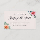 Elegant Floral Vrijgezellenfeest Recipe Enclosure  Informatiekaartje (Voorkant)