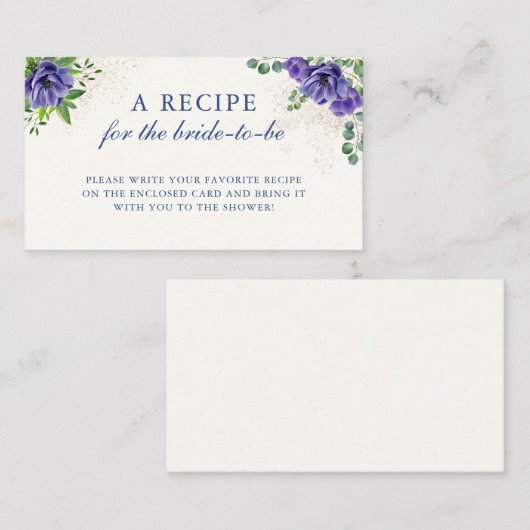 Elegant Floral Vrijgezellenfeest Recipe Enclosure  Informatiekaartje (Voorkant / Achterkant)