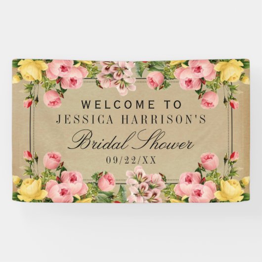 Elegant  Floral Vrijgezellenfeest Spandoek (Horizontaal)