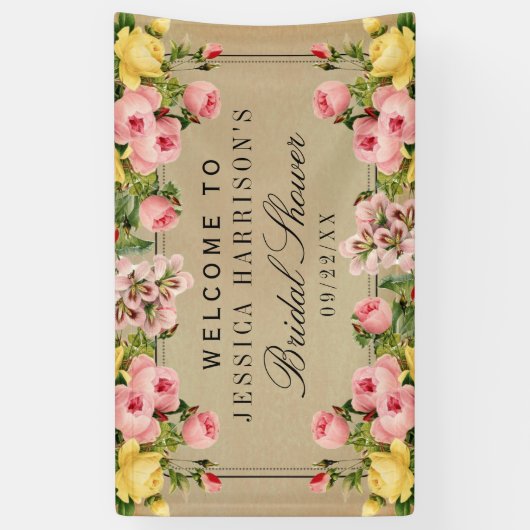 Elegant  Floral Vrijgezellenfeest Spandoek (Verticaal)