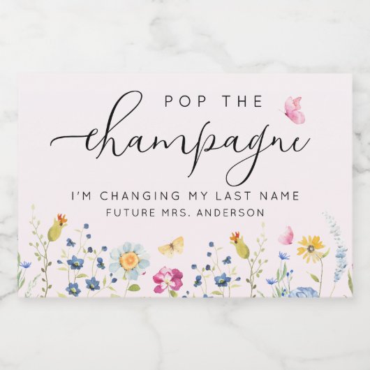 Elegant Floral Vrijgezellenfeest Sparkling Wijnetiket (Enkel label)