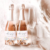Elegant Floral Vrijgezellenfeest Sparkling Wijnetiket