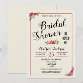 Elegant Floral Vrijgezellenfeest Uitnodiging (Voorkant / Achterkant)