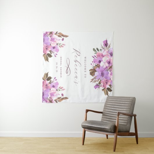 Elegant Floral Vrijgezellenfeest Wandkleed (In Situ (horizontaal))