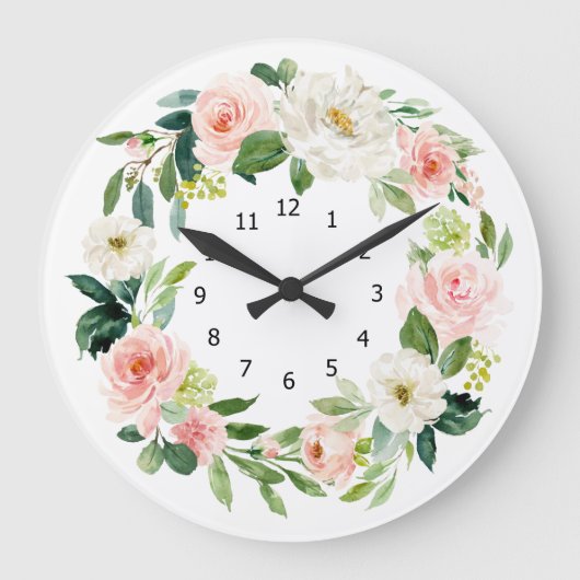 Elegant Floral Wall Clock Grote Klok (Voorkant)