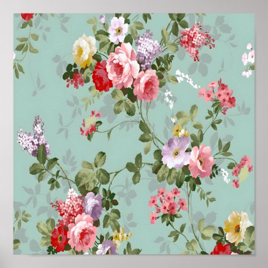 Elegant  Floral Wallpaper Poster (Voorkant)