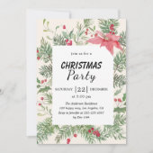 Elegant Floral Watercolor Christmas Party  Kaart (Voorkant)