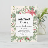 Elegant Floral Watercolor Christmas Party  Kaart (Staand voorkant)