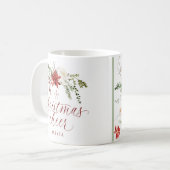 Elegant Floral Watercolor Greenery Christmas Koffiemok (Voorkant links)