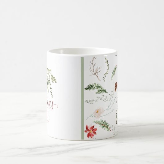 Elegant Floral Watercolor Greenery Christmas Koffiemok (Center)