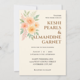 Elegant Floral Watercolor Wedding Invite Kaart