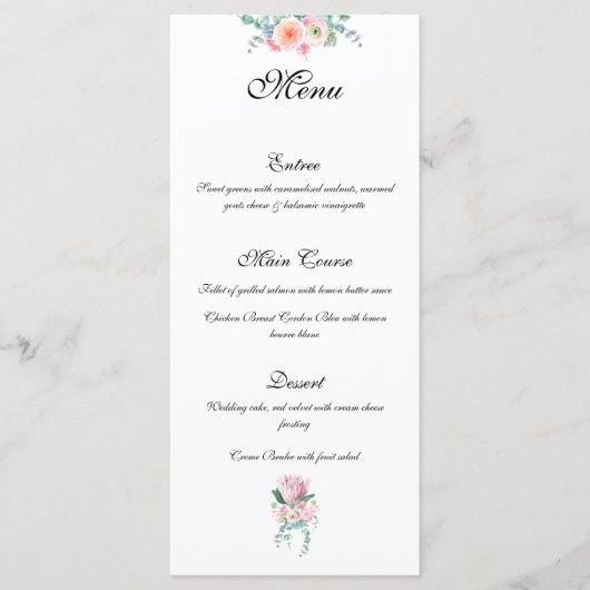 Elegant Floral Watercolor Wedding Menu (Voorkant)