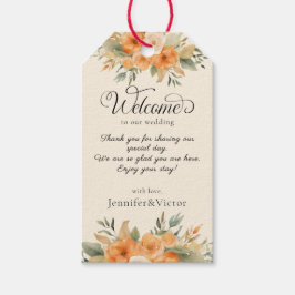 Elegant Floral Watercolor Wedding Welcome Gift Tag Cadeaulabel