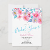 Elegant floral watercolour bridal shower kaart (Voorkant)