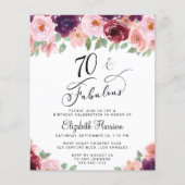 Elegant Floral Waterverf 70th Birthday Invitation (Voorkant)