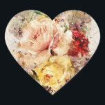 Elegant Floral Waterverf Abstract Romantic Hart Sticker<br><div class="desc">Victoriaans,  land-Fransen zien een abstract  patroon met gemuteerde rozen en groen waterverf. De vlekken van een neutrale kleur beëindigen deze  sticker weg voor bruiloften,  partijen,  gift het verpakken en vele andere functies u een wenk van kleur kunt nodig hebben. Zo  voor de huwelijksuitnodiging.</div>