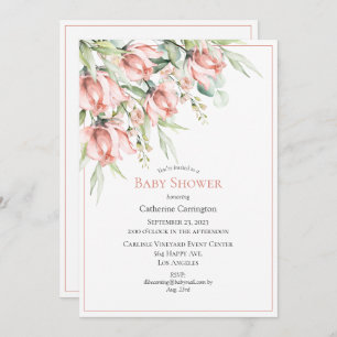 Elegant Floral Waterverf Baby shower Kaart