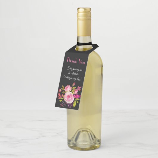 Elegant Floral Waterverf bedankt dat u ons hebt aa Flessenhanger (Schuin)