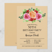 Elegant Floral Waterverf Birthday Uitnodigingen