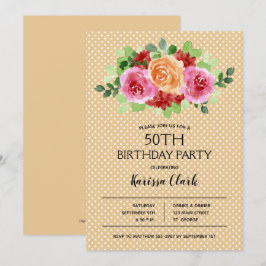 Elegant Floral Waterverf Birthday Uitnodigingen