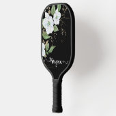 Elegant Floral Waterverf Black Gold Script Name Pickleball Paddle (Links)