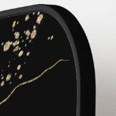 Elegant Floral Waterverf Black Gold Script Name Pickleball Paddle (Links Detail)