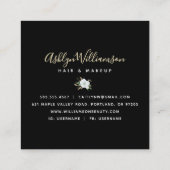 Elegant Floral Waterverf Black Modern Gold Script Vierkante Visitekaartje (Achterkant)