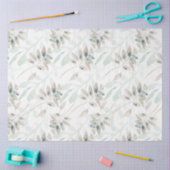 Elegant Floral Waterverf Blauwgroen Tan Tissue Pap Tissuepapier (Craft)