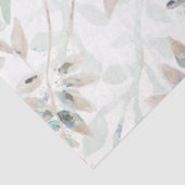 Elegant Floral Waterverf Blauwgroen Tan Tissue Pap Tissuepapier (Detail)