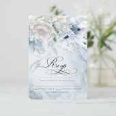 Elegant Floral Waterverf Blue Poppies RSVP-kaart RSVP Kaartje (Staand voorkant)