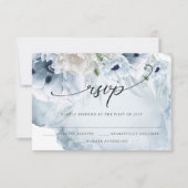 Elegant Floral Waterverf Blue Poppies RSVP-kaart RSVP Kaartje (Voorkant)