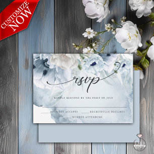 Elegant Floral Waterverf Blue Poppies RSVP-kaart RSVP Kaartje