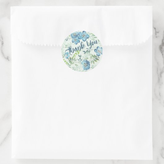 Elegant Floral Waterverf Blue Ronde Sticker (Tas)