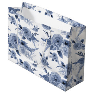 Elegant Floral Waterverf Blue White Vrijgezellenfe Groot Cadeauzakje