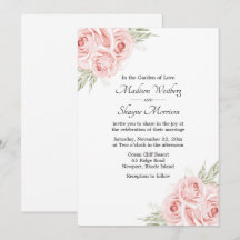 Elegant Floral Waterverf Blush Pink Rose Wedding