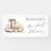 Elegant Floral Waterverf Boots Vrijgezellenfeest Spandoek (Horizontaal)