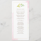 Elegant Floral Waterverf Botanische roze bruiloft Programmakaart (Achterkant)