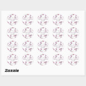 Elegant floral waterverf bruiloft monogram klassie ronde sticker (Vel)