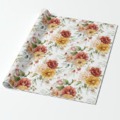Elegant Floral Waterverf Cadeaupapier (Uitgerold)